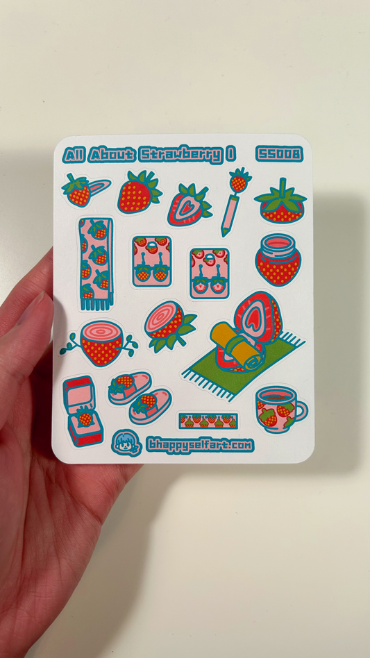 "All About Strawberry 1" | Journaling Sticker Sheet | P018_SS008