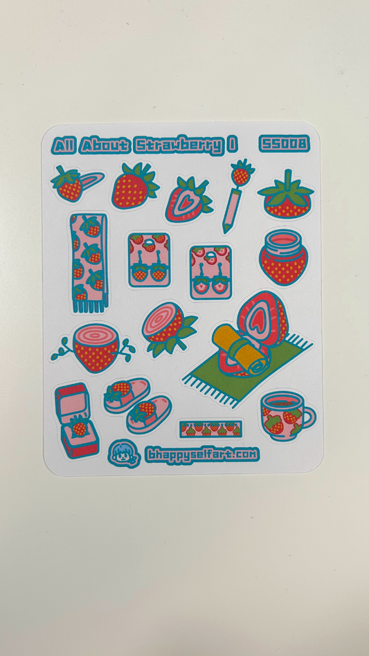 "All About Strawberry 1" | Journaling Sticker Sheet | P018_SS008
